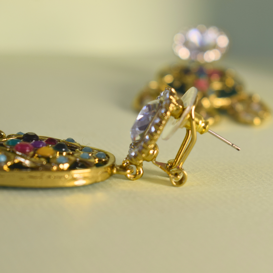 PINK MEENA EARRINGS
