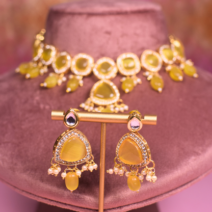 Lemon Amala Kundan Jewellery Set