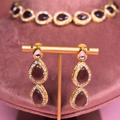 Light Brown Heena Kundan Jewellery Set