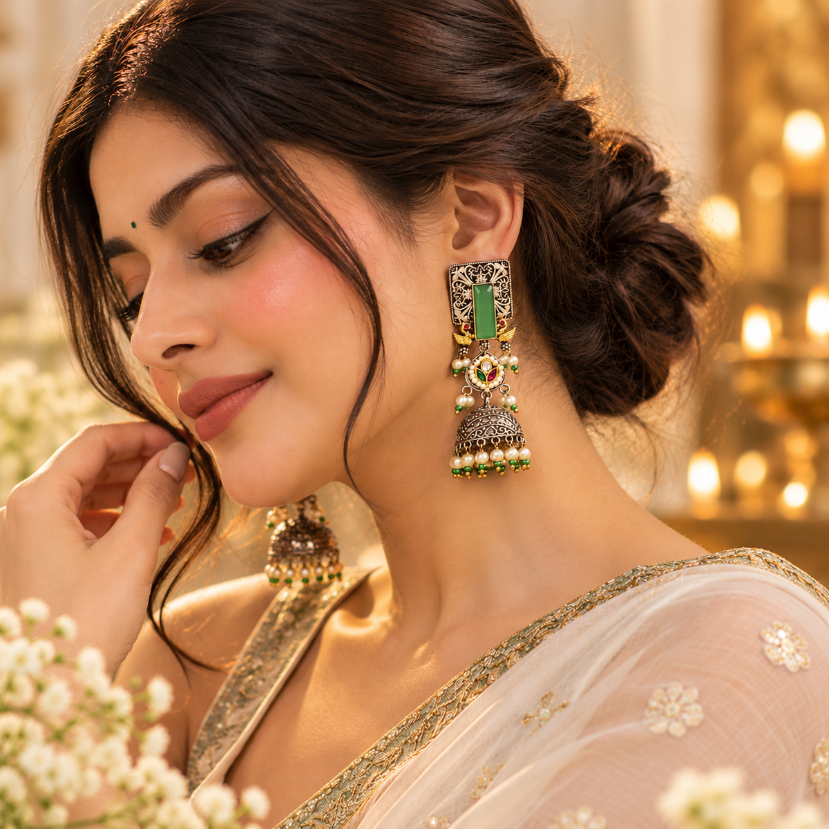 Mumtaj Green Jhumka