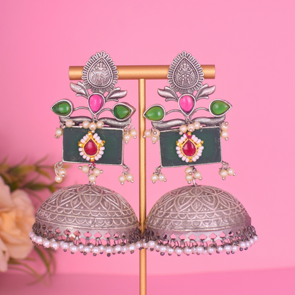 Meera Silver Oxidised Jhumki