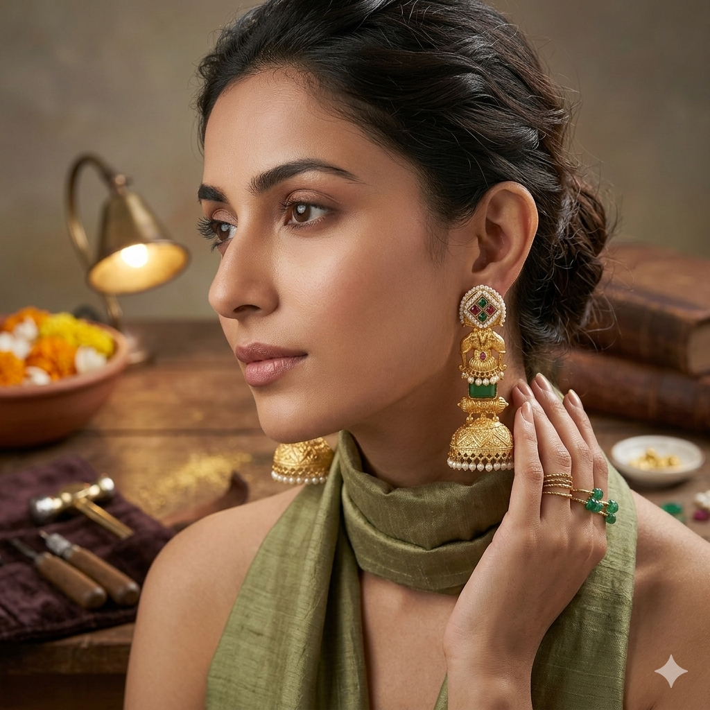 Vaidehi Gold Jhumki Earrings