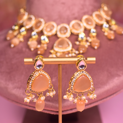Peach Amala Kundan Jewellery Set