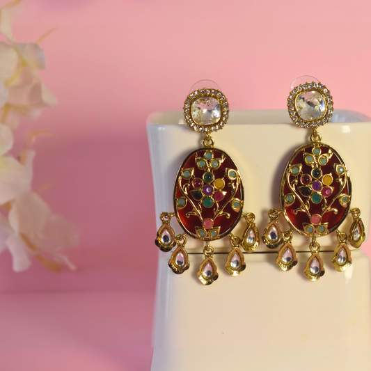 RED MEENA EARRINGS