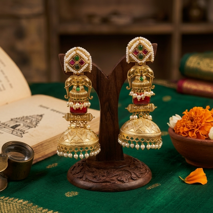 Vaidehi Gold Jhumki Earrings