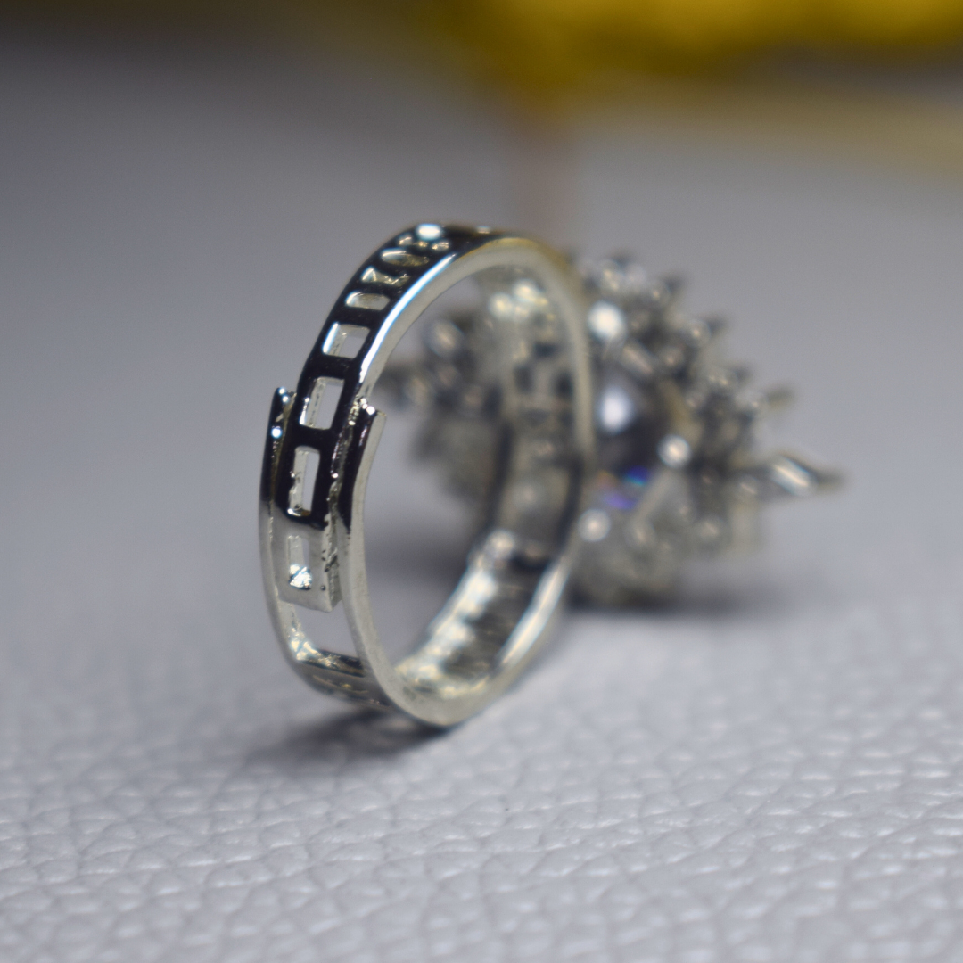 SILVER EMERALD SYLVIE ZICRONIA RING