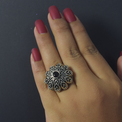 Soorya Black Oxidised Ring
