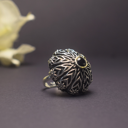 Soorya Black Oxidised Ring