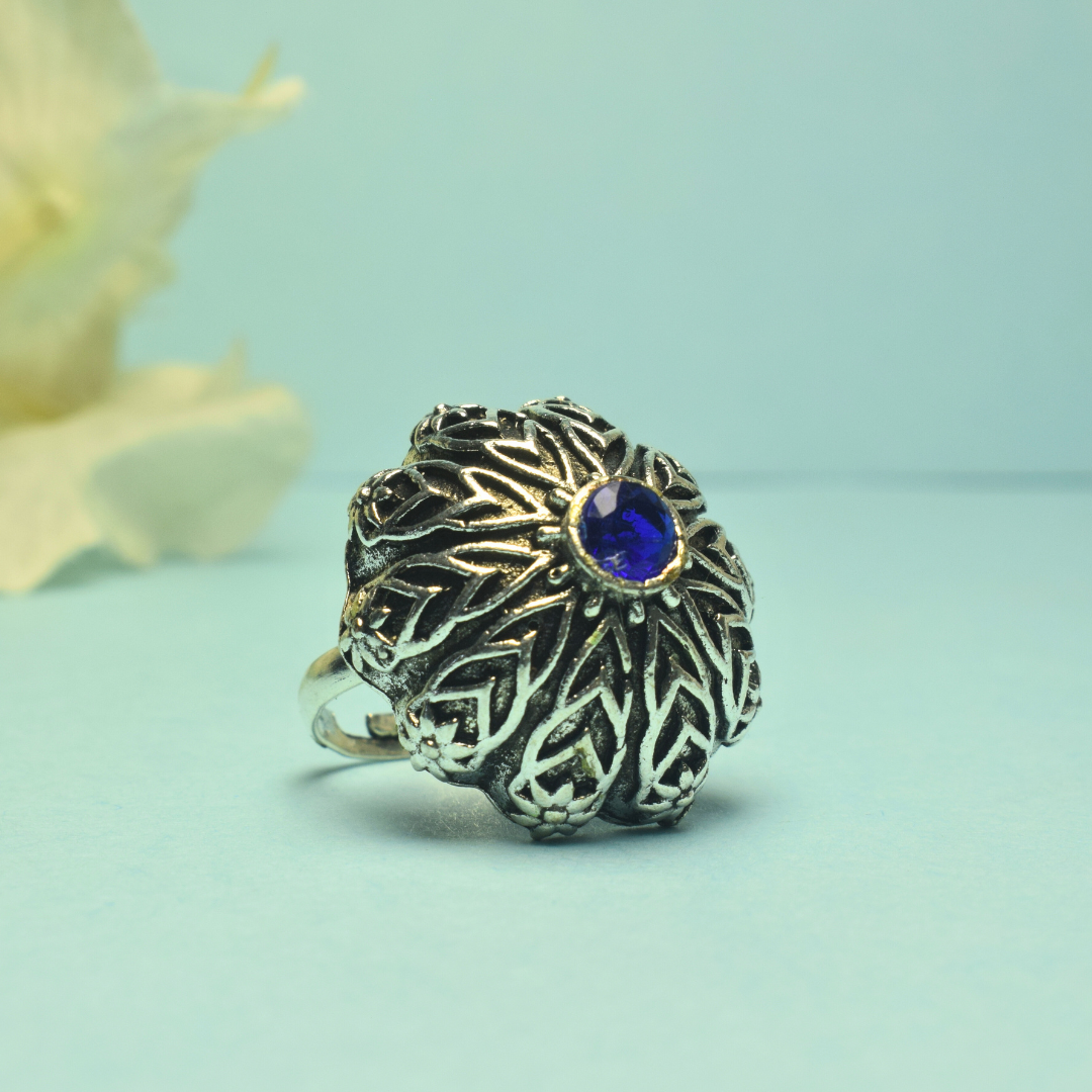 Soorya Blue Oxidised Ring