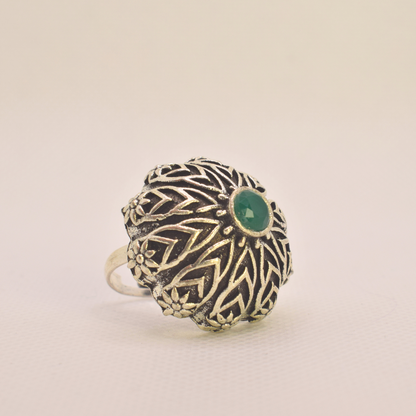 Soorya Emerald Oxidised Ring