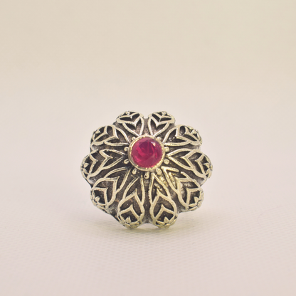 Soorya Ruby Oxidised Ring