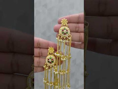 Kashmiri Long Gold Dangler Earrings